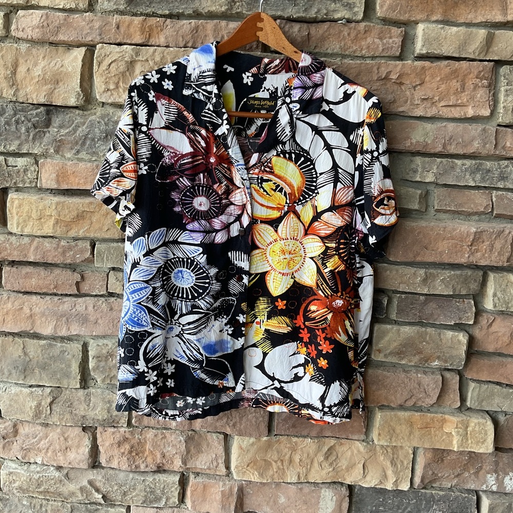 Vintage Jams World Floral Short Sleeve Button-Up Shirt